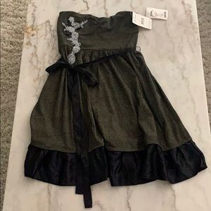 NWT Free People BOHO Strapless Black Gold Dress